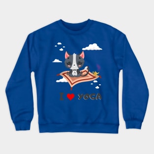 cat meditating in the clouds Crewneck Sweatshirt